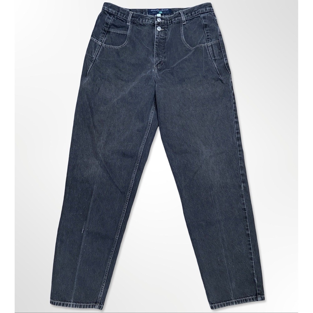 Vintage Guess Jeans Pascal Black Denim Jeans Men's 36x32 Loose Tapered USA